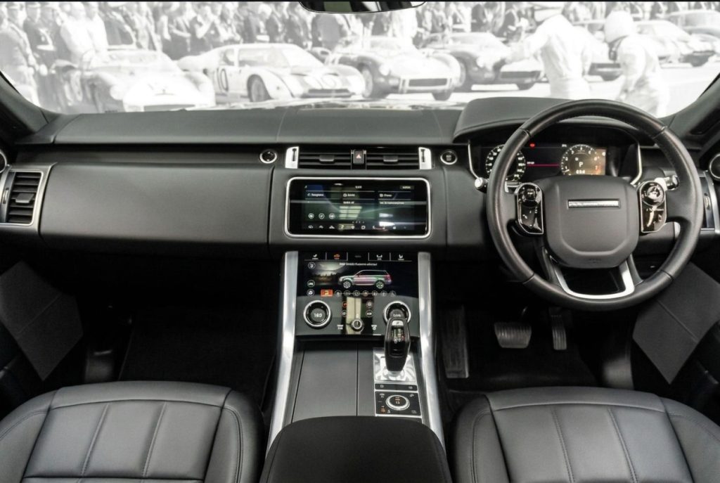 Dashboard of the black 2022 Land Rover Range Rover Sport, available for hire in Sydney