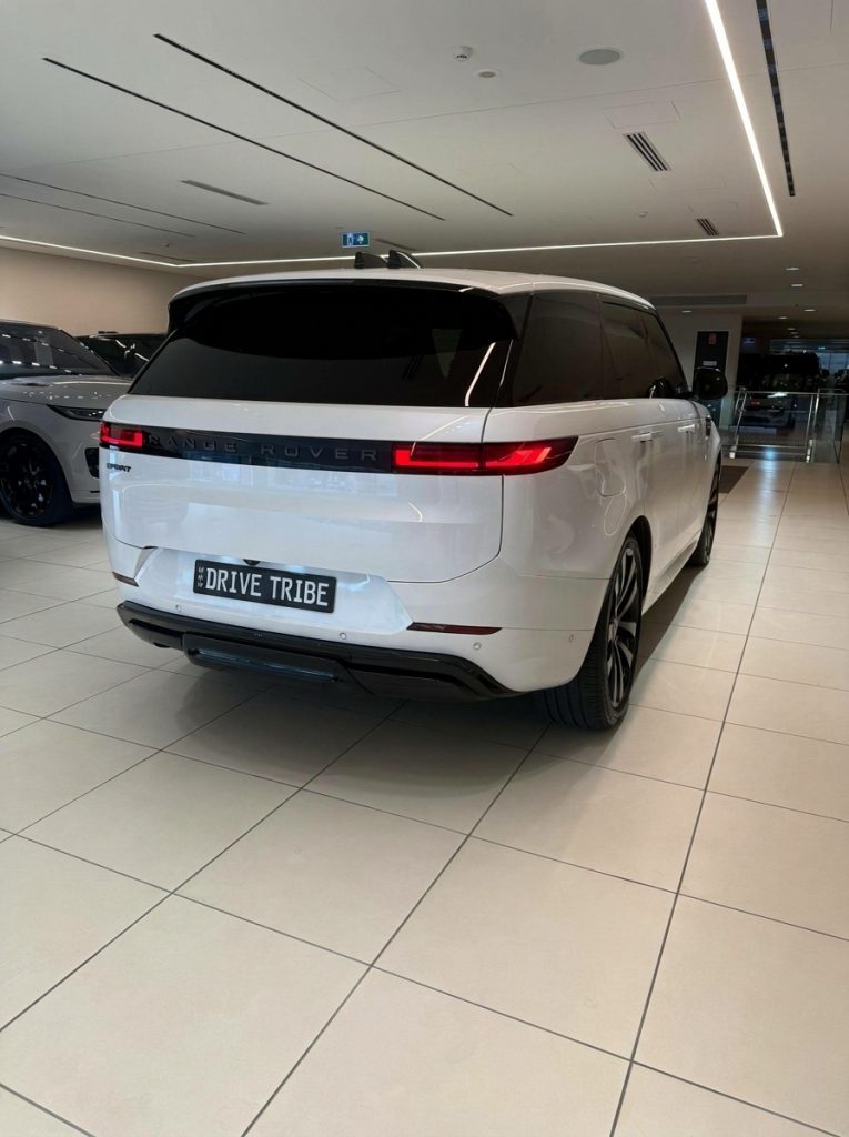 White 2024 Land Rover Range Rover Sport D300 SE Dynamic, rear view, available for hire in Sydney
